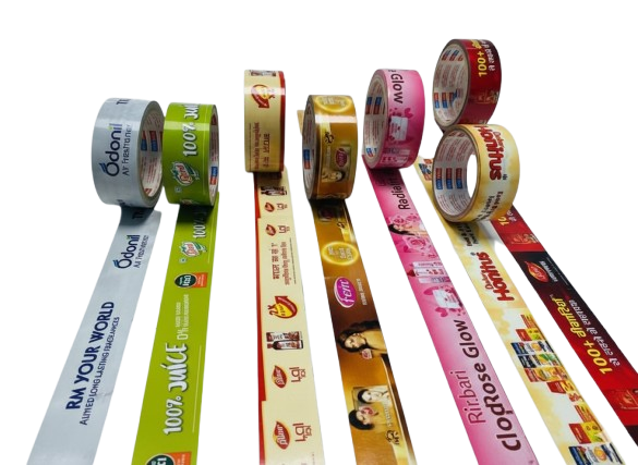 Assorted custom printed packaging tapes with branding